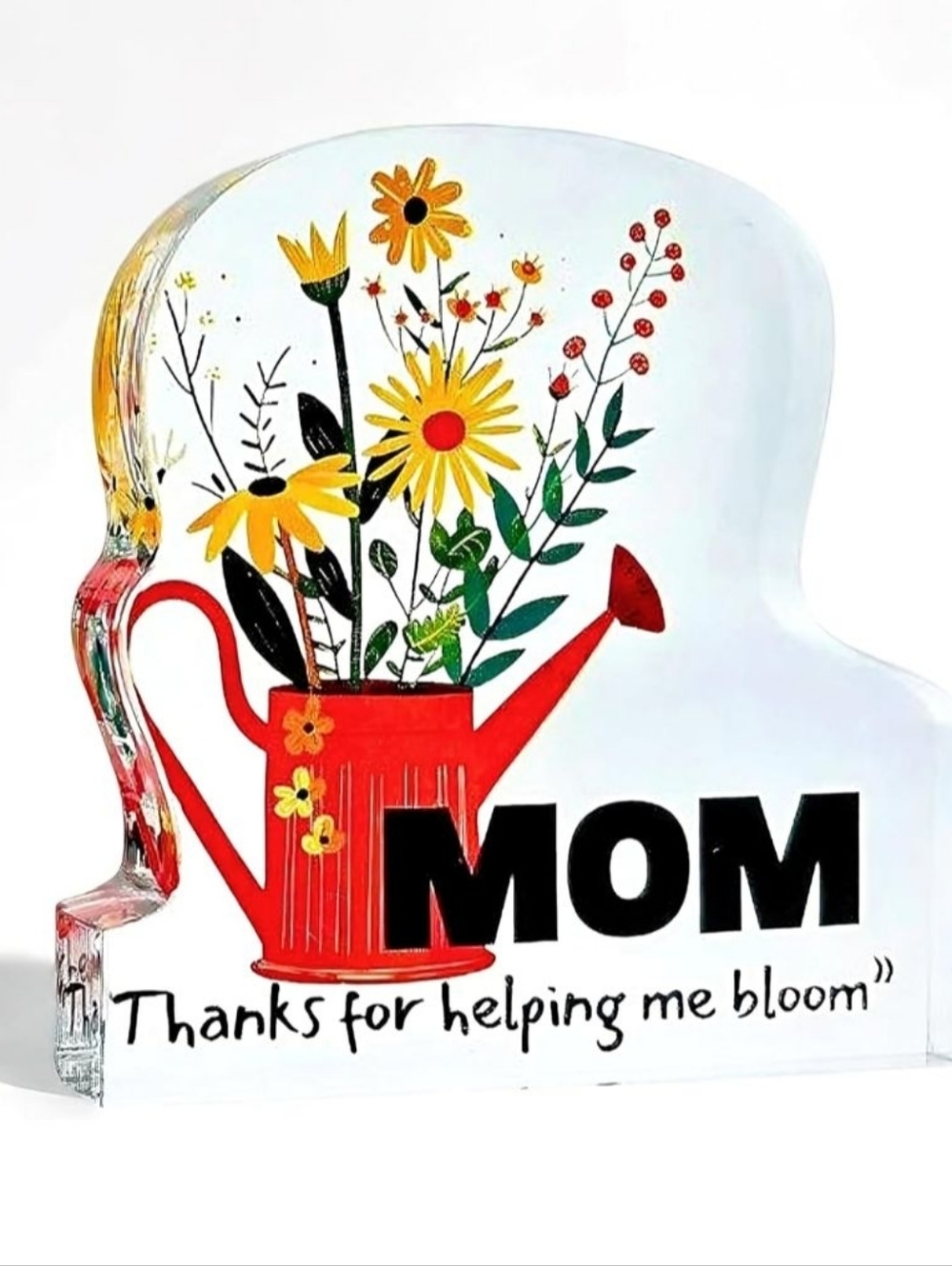 Pocket Size Floral-Shaped, Polished Acrylic with Vibrant Prints, Plaque For Mom